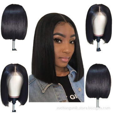 Uniky Vrigin Hair Wholesale Straight 4*4 Bob Wig Mink Brazilian Human Hair 13*4 Short Bob Lace Front Wig